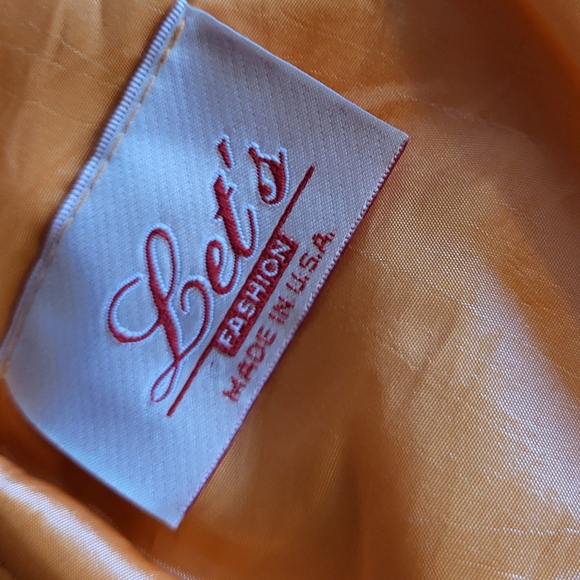 🎃ORANGE STRAPLESS RUFFLE PROM, HOMECOMING DRESS 90s does 50s Halloween - Picture 15 of 16